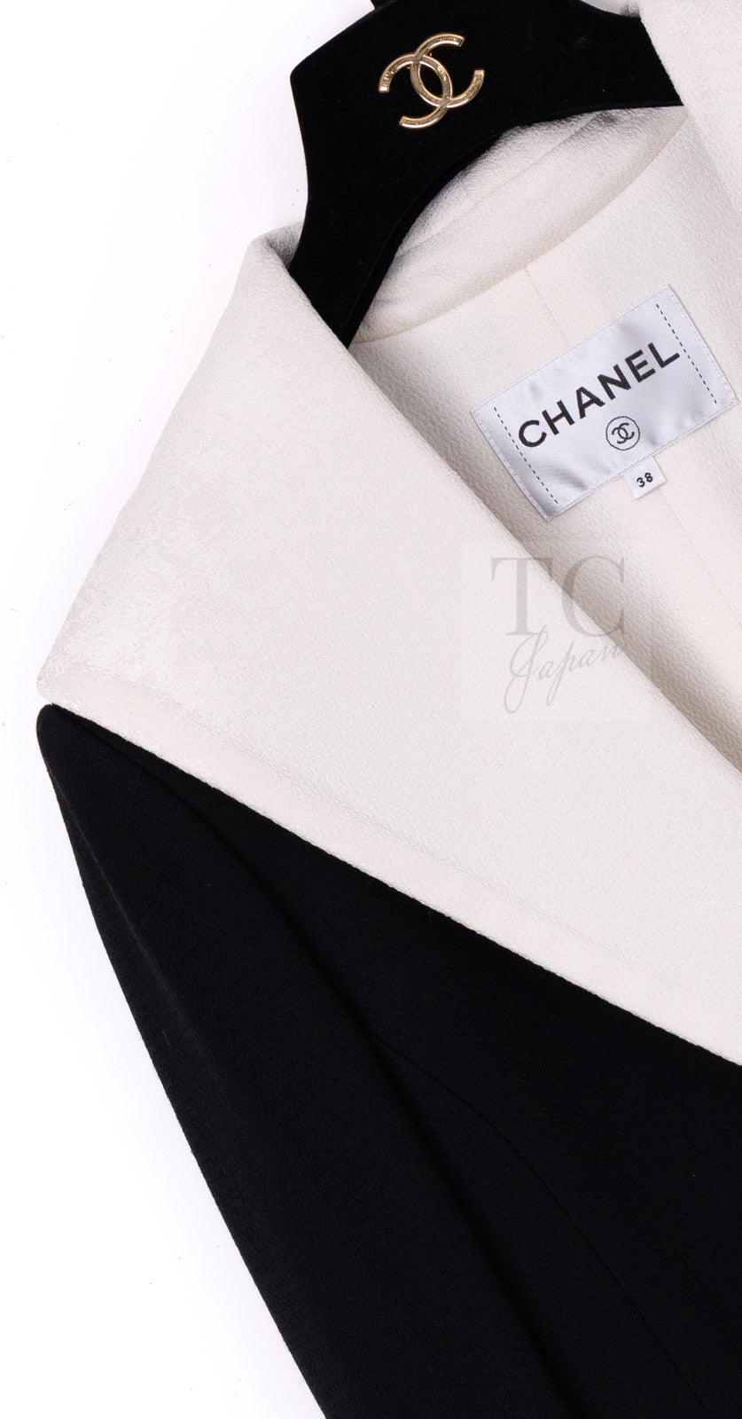 CHANEL Jacket 22C Black White Sailor Collar Silk Crepe 38 シャネル ブラック ホワイト カラー 襟 シルク クレイプ ジャケット