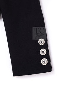 CHANEL Jacket 22C Black White Sailor Collar Silk Crepe 38 シャネル ブラック ホワイト カラー 襟 シルク クレイプ ジャケット