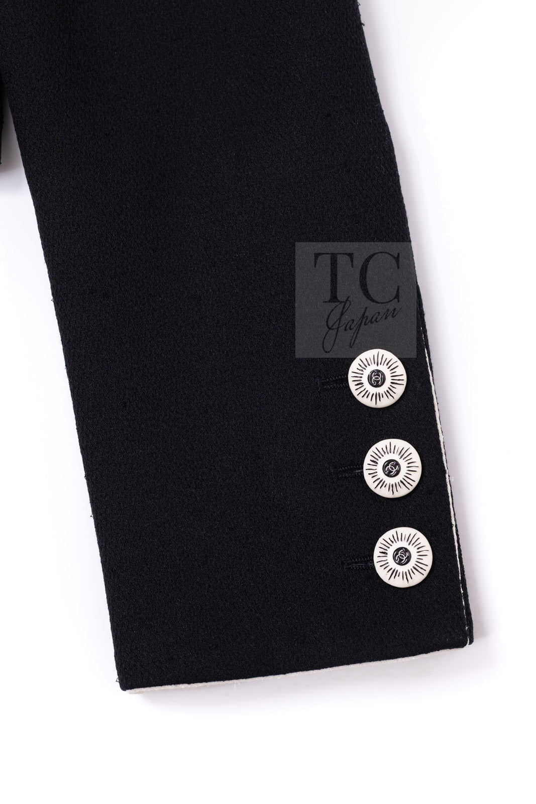 CHANEL Jacket 22C Black White Sailor Collar Silk Crepe 38 シャネル ブラック ホワイト カラー 襟 シルク クレイプ ジャケット