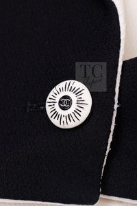 CHANEL Jacket 22C Black White Sailor Collar Silk Crepe 38 シャネル ブラック ホワイト カラー 襟 シルク クレイプ ジャケット