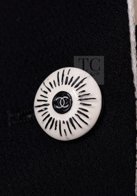 CHANEL Jacket 22C Black White Sailor Collar Silk Crepe 38 シャネル ブラック ホワイト カラー 襟 シルク クレイプ ジャケット