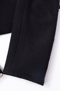 CHANEL Jacket 22C Black White Sailor Collar Silk Crepe 38 シャネル ブラック ホワイト カラー 襟 シルク クレイプ ジャケット