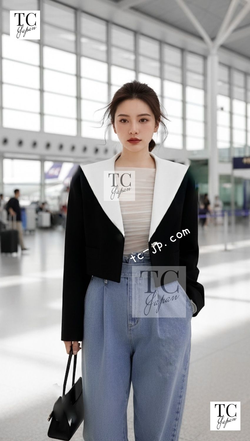 CHANEL Jacket 22C Black White Sailor Collar Silk Crepe 38 シャネル ブラック ホワイト カラー 襟 シルク クレイプ ジャケット