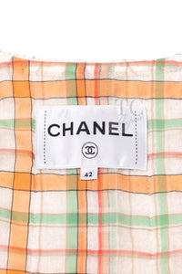 CHANEL 20C Ivory Orange CC Button Cotton Tweed Jacket 42 シャネル アイボリー オレンジ ココボタン ツイード ジャケット 即発
