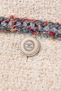 CHANEL 20C Ivory Orange CC Button Cotton Tweed Jacket 42 シャネル アイボリー オレンジ ココボタン ツイード ジャケット 即発