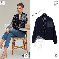 CHANEL 24PS Dark Navy Black Cashmere CC Logo Reversible Cardigan Jacket 36 38 シャネル ダークネイビー ブラック カシミヤ CC ロゴ 裏も可愛い リバーシブル カメリアボタン カーディガン ジャケット