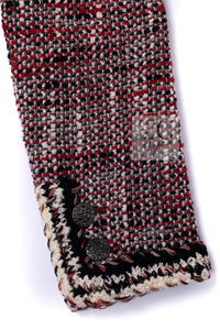 CHANEL 10A Red Black Ivory Wool Tweed Jacket 36 シャネル レッド ブラック アイボリー ウール ツイード ジャケット