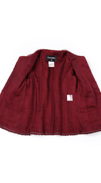 CHANEL 10A Red Black Ivory Wool Tweed Jacket 36 シャネル レッド ブラック アイボリー ウール ツイード ジャケット