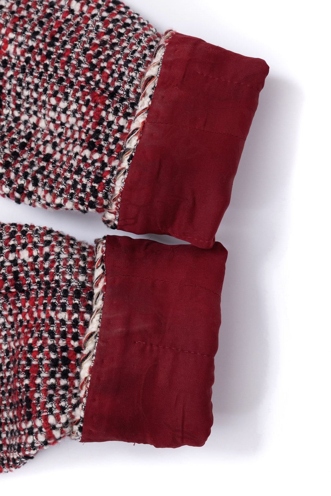 CHANEL 10A Red Black Ivory Wool Tweed Jacket 36 シャネル レッド ブラック アイボリー ウール ツイード ジャケット