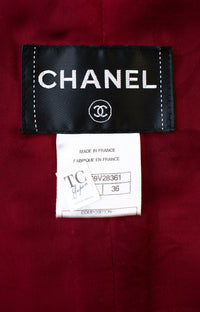 CHANEL 10A Red Black Ivory Wool Tweed Jacket 36 シャネル レッド ブラック アイボリー ウール ツイード ジャケット - TC JAPAN