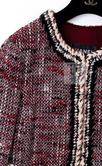 CHANEL 10A Red Black Ivory Wool Tweed Jacket 36 シャネル レッド ブラック アイボリー ウール ツイード ジャケット