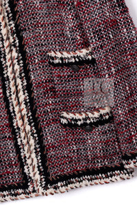 CHANEL 10A Red Black Ivory Wool Tweed Jacket 36 シャネル レッド ブラック アイボリー ウール ツイード ジャケット
