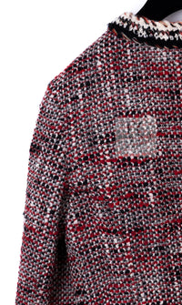 CHANEL 10A Red Black Ivory Wool Tweed Jacket 36 シャネル レッド ブラック アイボリー ウール ツイード ジャケット