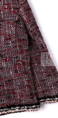 CHANEL 10A Red Black Ivory Wool Tweed Jacket 36 シャネル レッド ブラック アイボリー ウール ツイード ジャケット