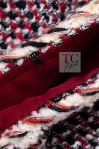 CHANEL 10A Red Black Ivory Wool Tweed Jacket 36 シャネル レッド ブラック アイボリー ウール ツイード ジャケット