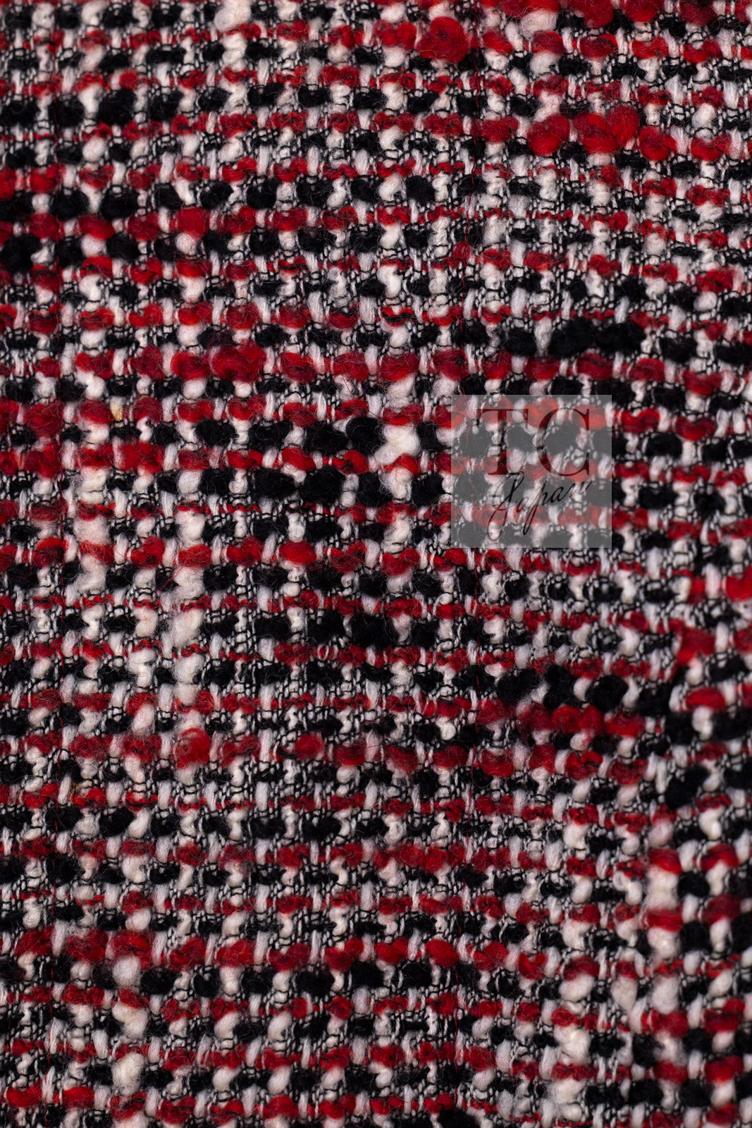 CHANEL 10A Red Black Ivory Wool Tweed Jacket 36 シャネル レッド ブラック アイボリー ウール ツイード ジャケット