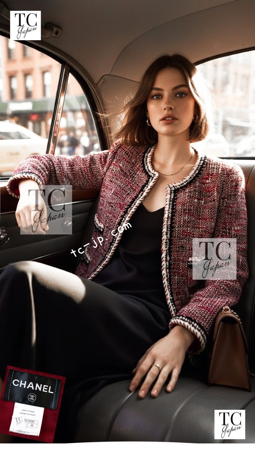 CHANEL 10A ivory black red tweed wool women's jacket 1