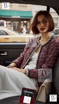 CHANEL 10A Red Black Ivory Wool Tweed Jacket 36 シャネル レッド ブラック アイボリー ウール ツイード ジャケット
