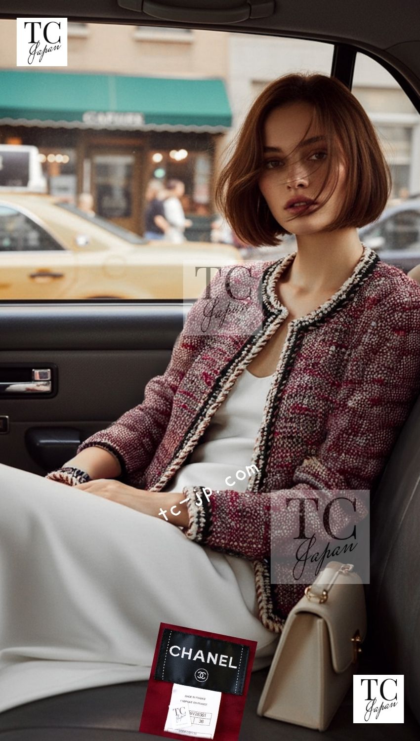 CHANEL 10A Red Black Ivory Wool Tweed Jacket 36 シャネル レッド ブラック アイボリー ウール ツイード ジャケット