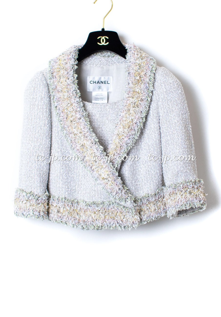 CHANEL 13C Multicolor Fringe Tweed Jacket Tops Set 36 シャネル ベルサイユ マルチカラー フリンジ ツイード ジャケット トップス セット