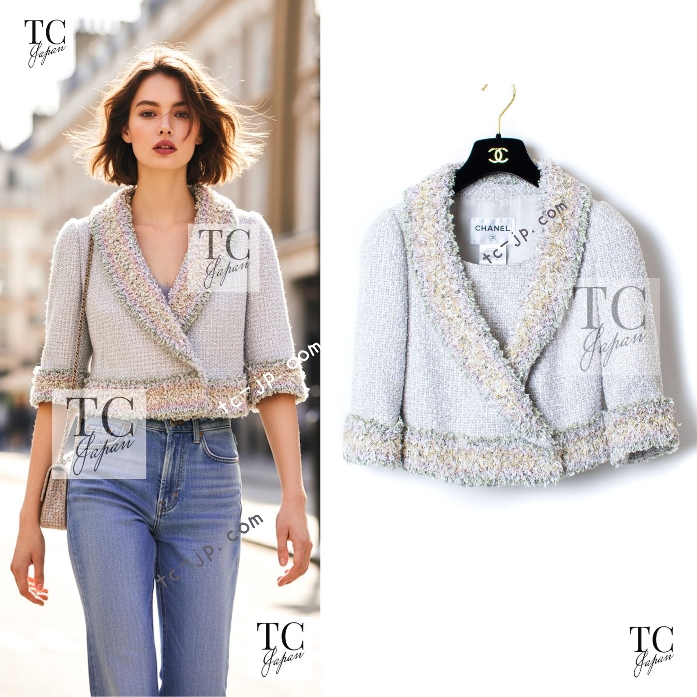CHANEL 13C multicolor tweed fringe women's jacket / シャネル レディース マルチカラー ツイード フリンジ ジャケット