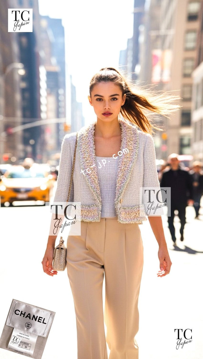 CHANEL 13C Multicolor Fringe Tweed Jacket Tops Set 36 シャネル ベルサイユ マルチカラー フリンジ ツイード ジャケット トップス セット