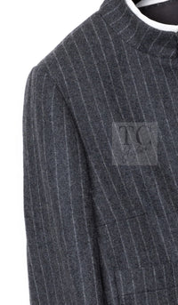 Chanel 18pf Charcoal Grey Striped Wool Jacket 17