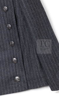 Chanel 18pf Charcoal Grey Striped Wool Jacket 04