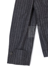 Chanel 18pf Charcoal Grey Striped Wool Jacket 19
