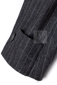 Chanel 18pf Charcoal Grey Striped Wool Jacket 05