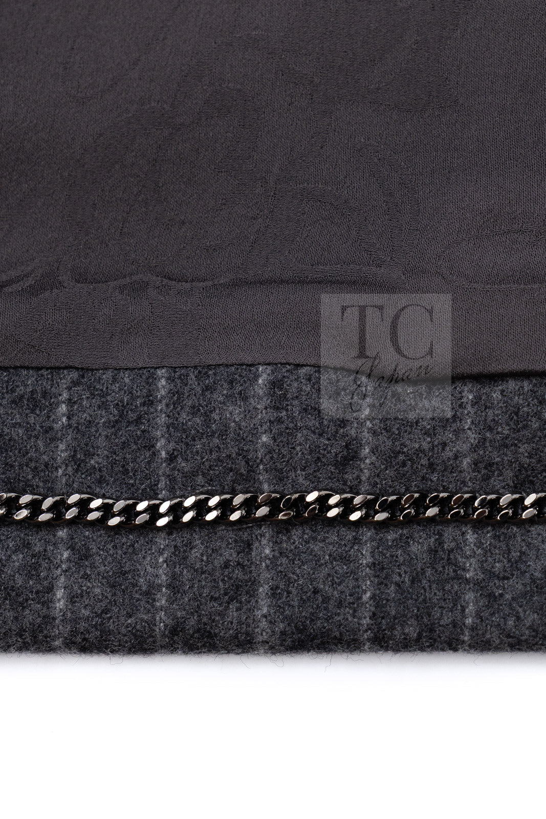 Chanel 18pf Charcoal Grey Striped Wool Jacket 09