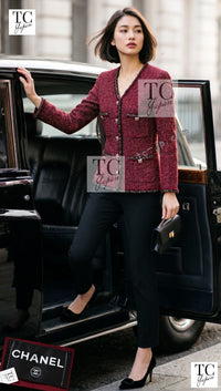 CHANEL Jacket 11A Red Black Gold Metallic Fantasy Tweed 40 シャネル ジャケット レッド ブラック ゴールド メタリック ファンタジー ツイード