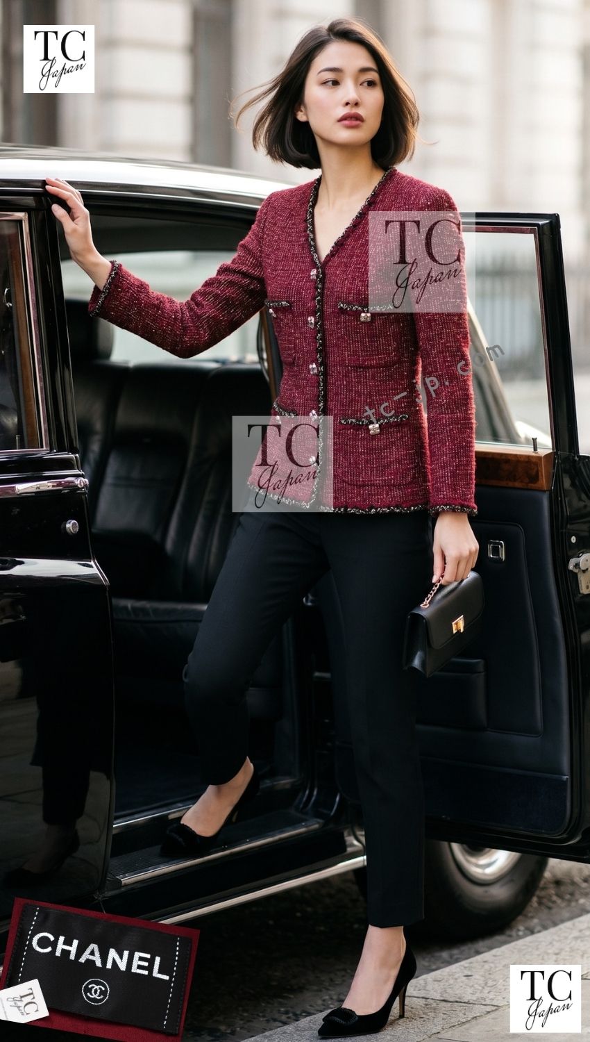 CHANEL Jacket 11A Red Black Gold Metallic Fantasy Tweed 40 シャネル ジャケット レッド ブラック ゴールド メタリック ファンタジー ツイード