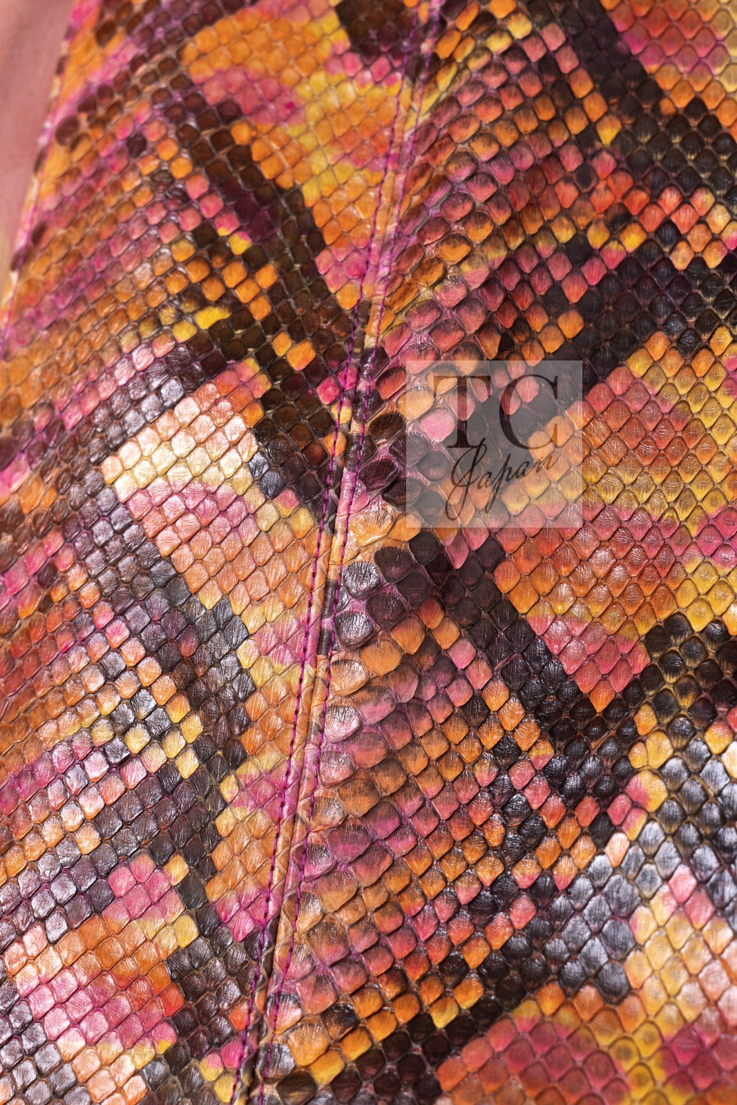 CHANEL 00T Orange Brown Python Leather Jacket 38 シャネル オレンジ ブラウン 高級パイソン レザー ジャケット