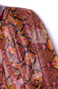 CHANEL 00T Orange Brown Python Leather Jacket 38 シャネル オレンジ ブラウン 高級パイソン レザー ジャケット