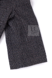 CHANEL Charcoal Gray Metallic CC Silver Logo Cotton Double Jacket 46 シャネル チャコール グレー メタリック CC ロゴ シルバー刺繍 コットン ダブル ジャケット
