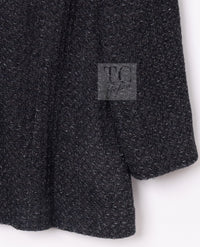 CHANEL Charcoal Gray Metallic CC Silver Logo Cotton Double Jacket 46 シャネル チャコール グレー メタリック CC ロゴ シルバー刺繍 コットン ダブル ジャケット
