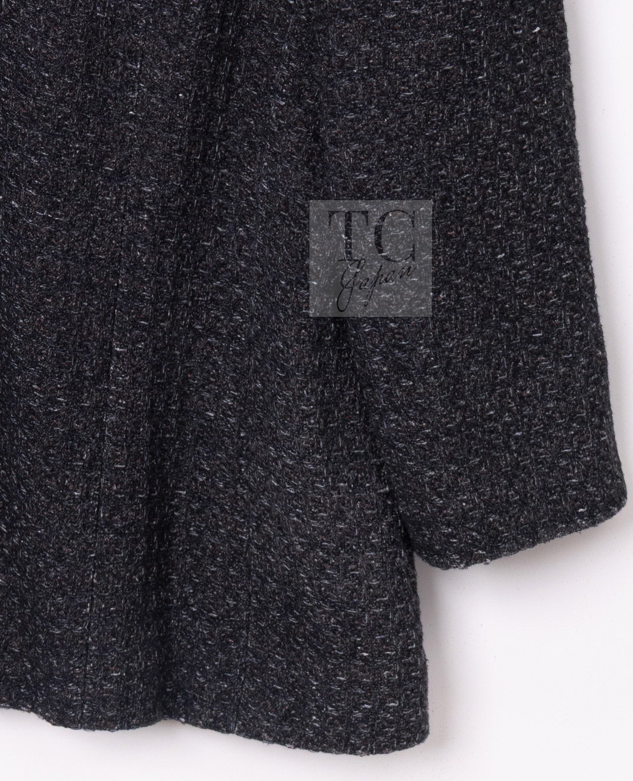 CHANEL Charcoal Gray Metallic CC Silver Logo Cotton Double Jacket 46 シャネル チャコール グレー メタリック CC ロゴ シルバー刺繍 コットン ダブル ジャケット