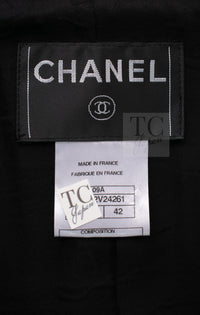 シャネル ジャケット CHANEL ブラック レッド トリム ウール ジッパー ツイード ロマノフ スタンド襟 42