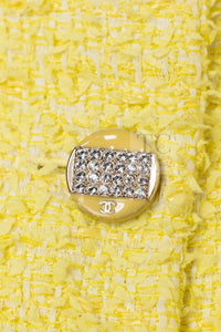 CHANEL 12C Yellow CC Logo Button Tweed Jacket 42-06