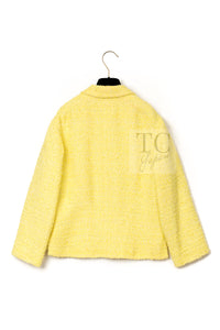 CHANEL 12C Yellow CC Logo Button Tweed Jacket 42-07