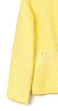 CHANEL 12C Yellow CC Logo Button Tweed Jacket 42-14