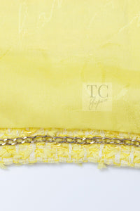 CHANEL 12C Yellow CC Logo Button Tweed Jacket 42-09