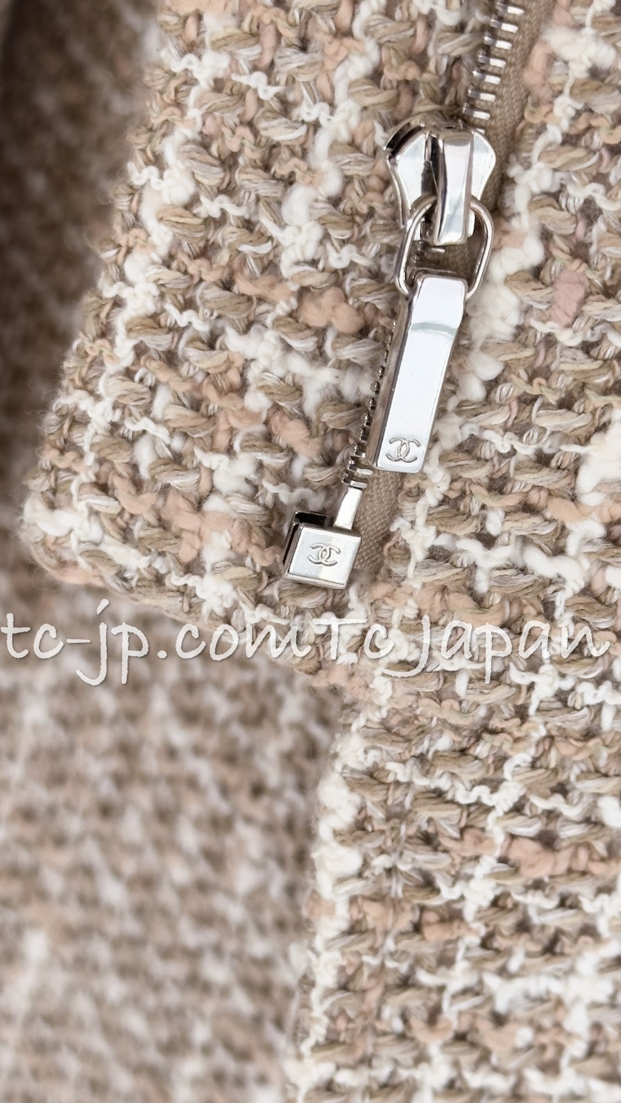 シャネル ジャケット CHANEL 15S ベージュ アイボリー コットン ツイード 34