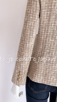 CHANEL 15S Beige Ecru Ivory Cotton Tweed Jacket 34 | US