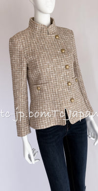 CHANEL 15S Beige Ecru Ivory Cotton Tweed Jacket 34 | US