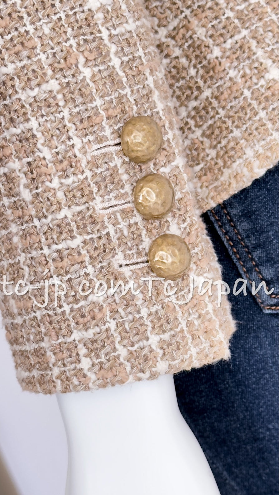 シャネル ジャケット CHANEL 15S ベージュ アイボリー コットン ツイード 34