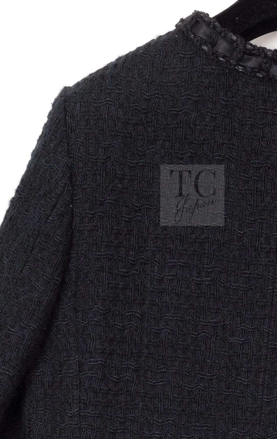 CHANEL 16PF Black Braid Trim Zipper Wool Tweed Jacket 36 14
