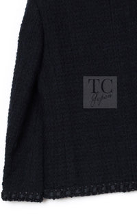 CHANEL 16PF Black Braid Trim Zipper Wool Tweed Jacket 36 13