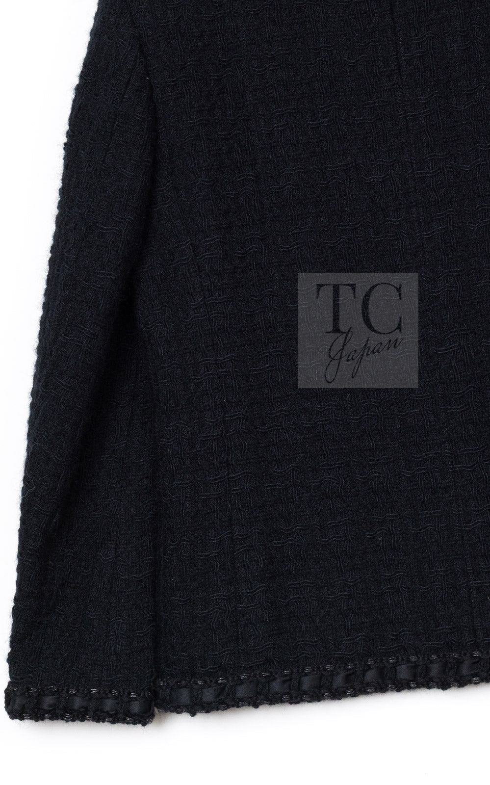 CHANEL 16PF Black Braid Trim Zipper Wool Tweed Jacket 36 13